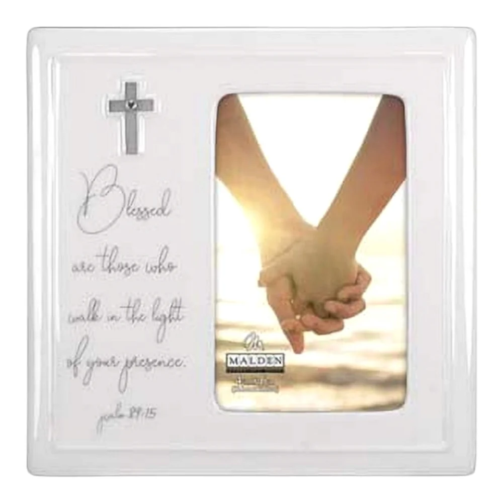 Malden Religious Verse Picture Frame 4x6 White Ceramic New in Box Missing Heart